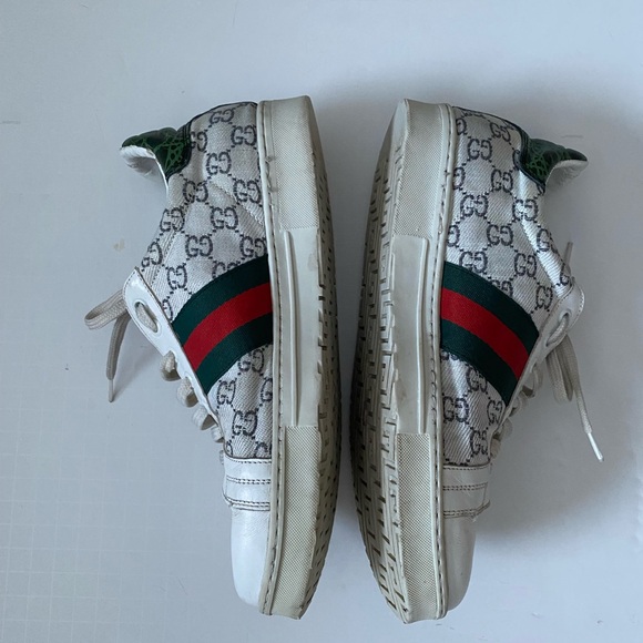 GUCCI SNEAKERS WHITE LEATHER and Canvas WITH GREEN/RED Women’s size 7 - Picture 5 of 11